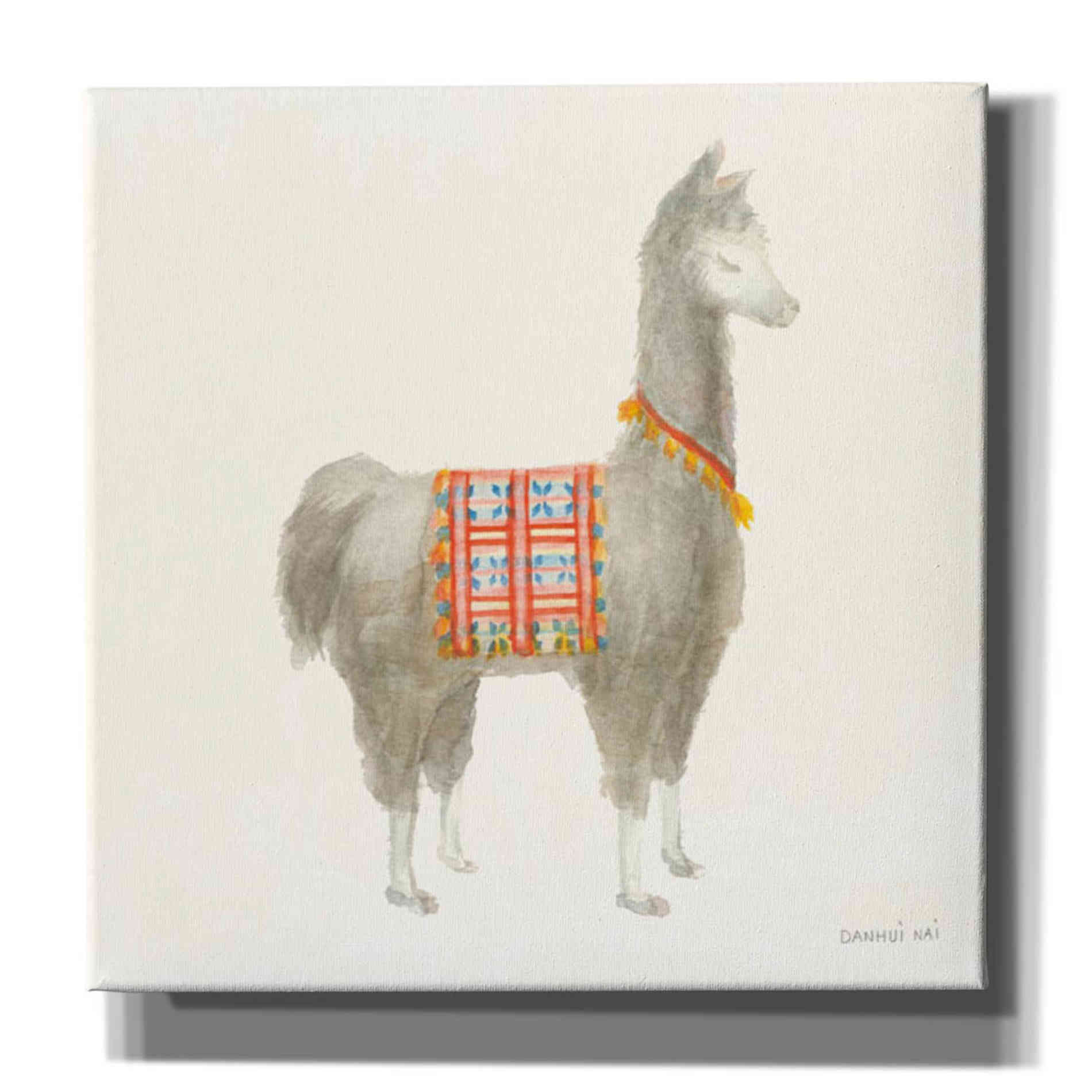 'Festive Llama I' by Danhui Nai, Canvas Wall Art,Size 1 Sqaure