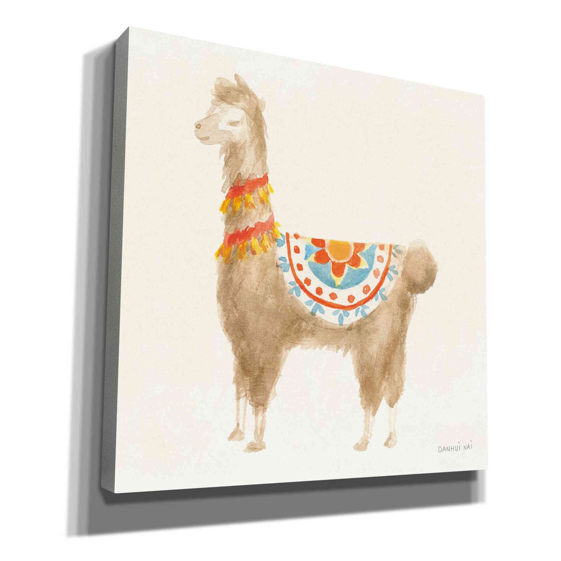 'Festive Llama IV' by Danhui Nai, Canvas Wall Art,Size 1 Sqaure