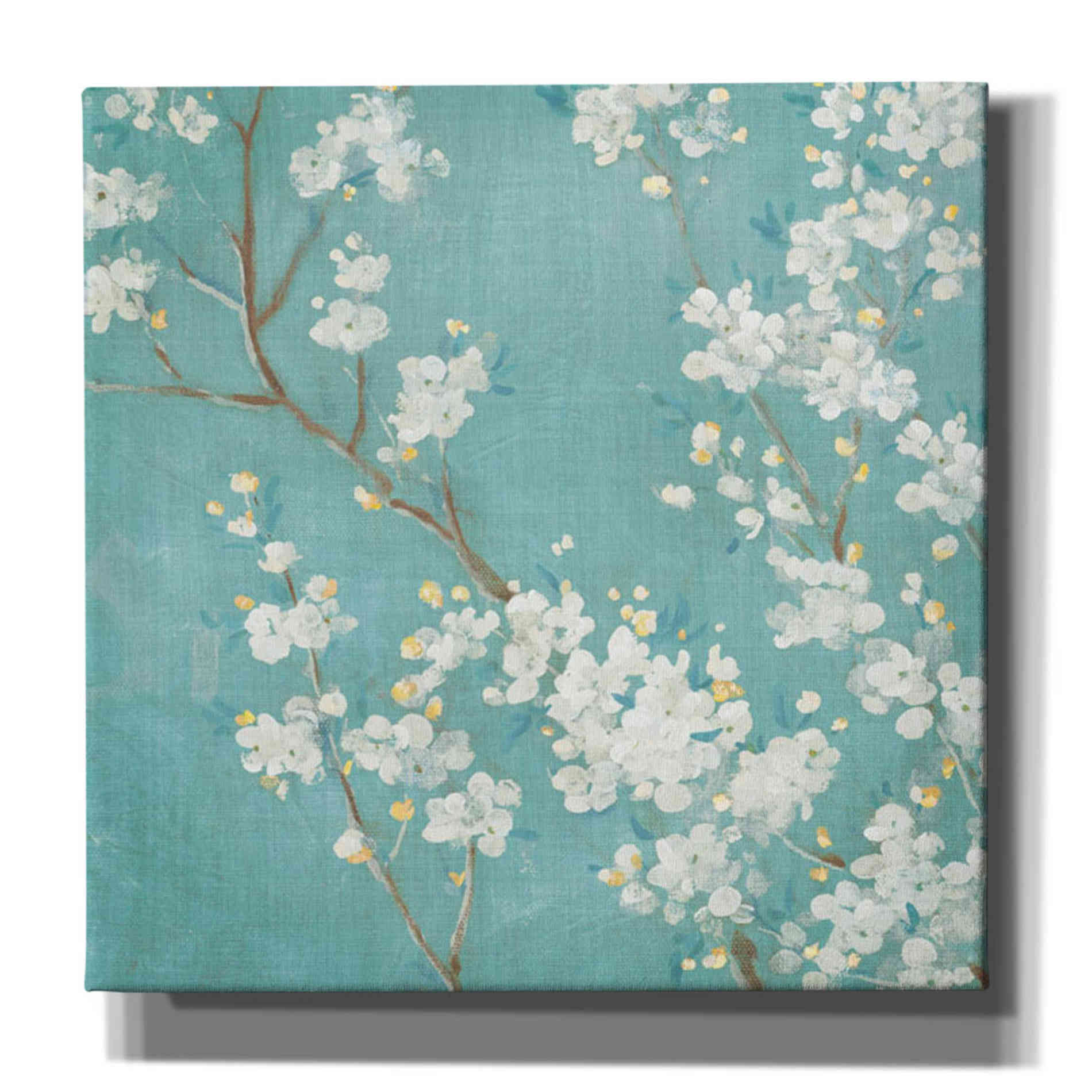 'White Cherry Blossom II on Blue' by Danhui Nai, Canvas Wall Art