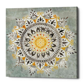 'Mandala Delight I Yellow Grey' by Danhui Nai, Canvas Wall Art