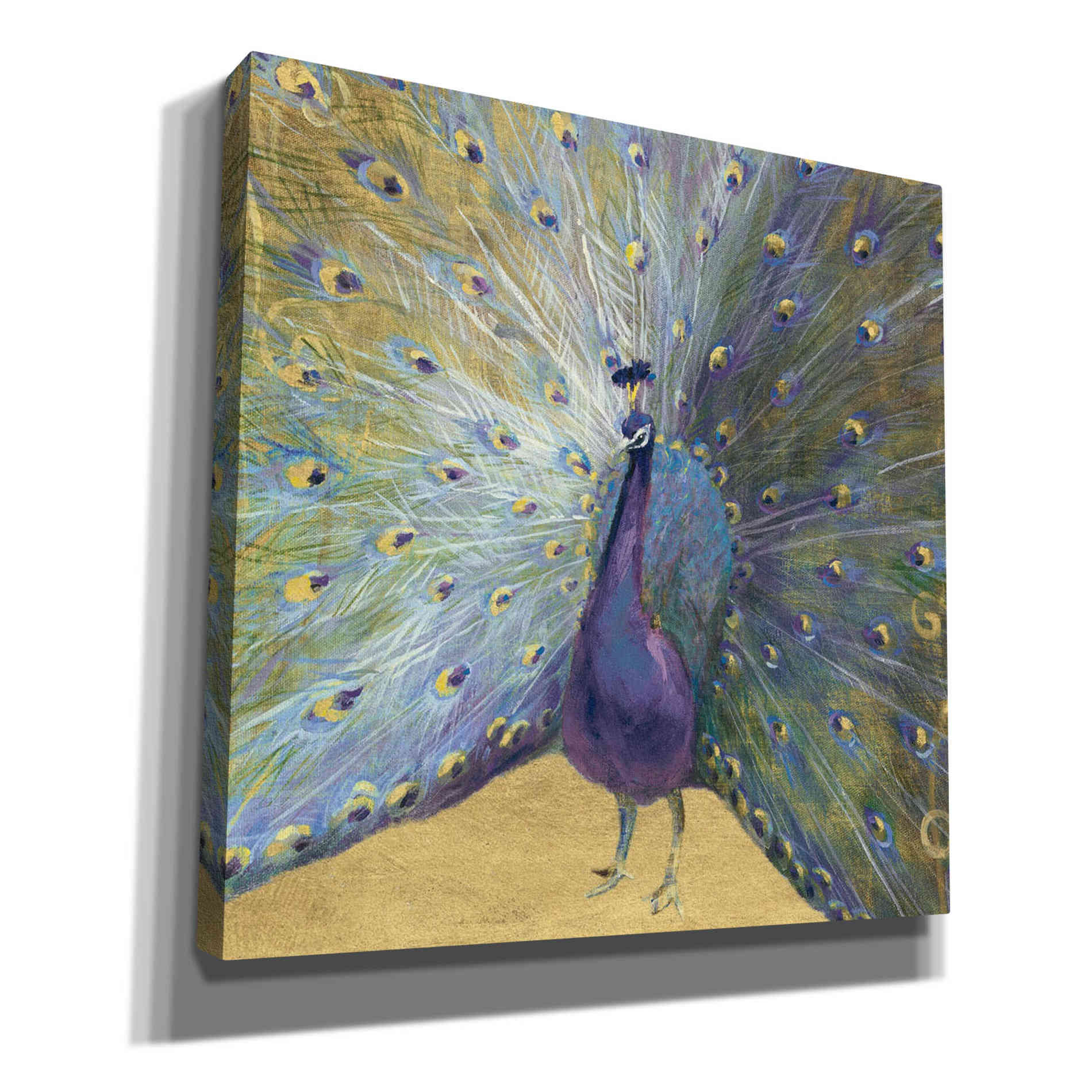 'Purple And Gold Peacock' by Danhui Nai, Canvas Wall Art