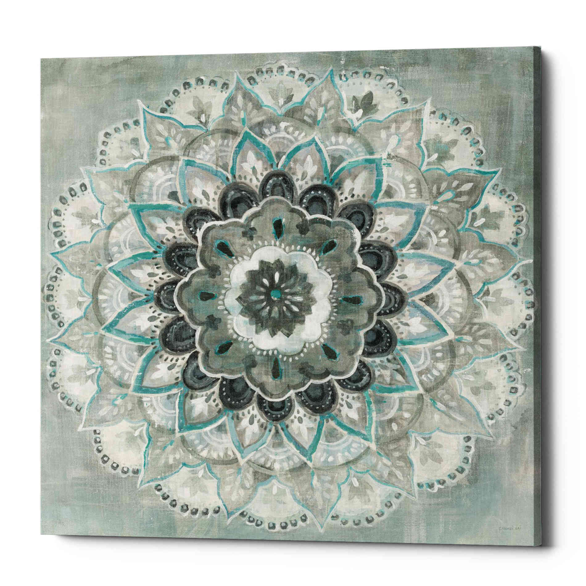 'Teal Sunburst' by Danhui Nai, Canvas Wall Art