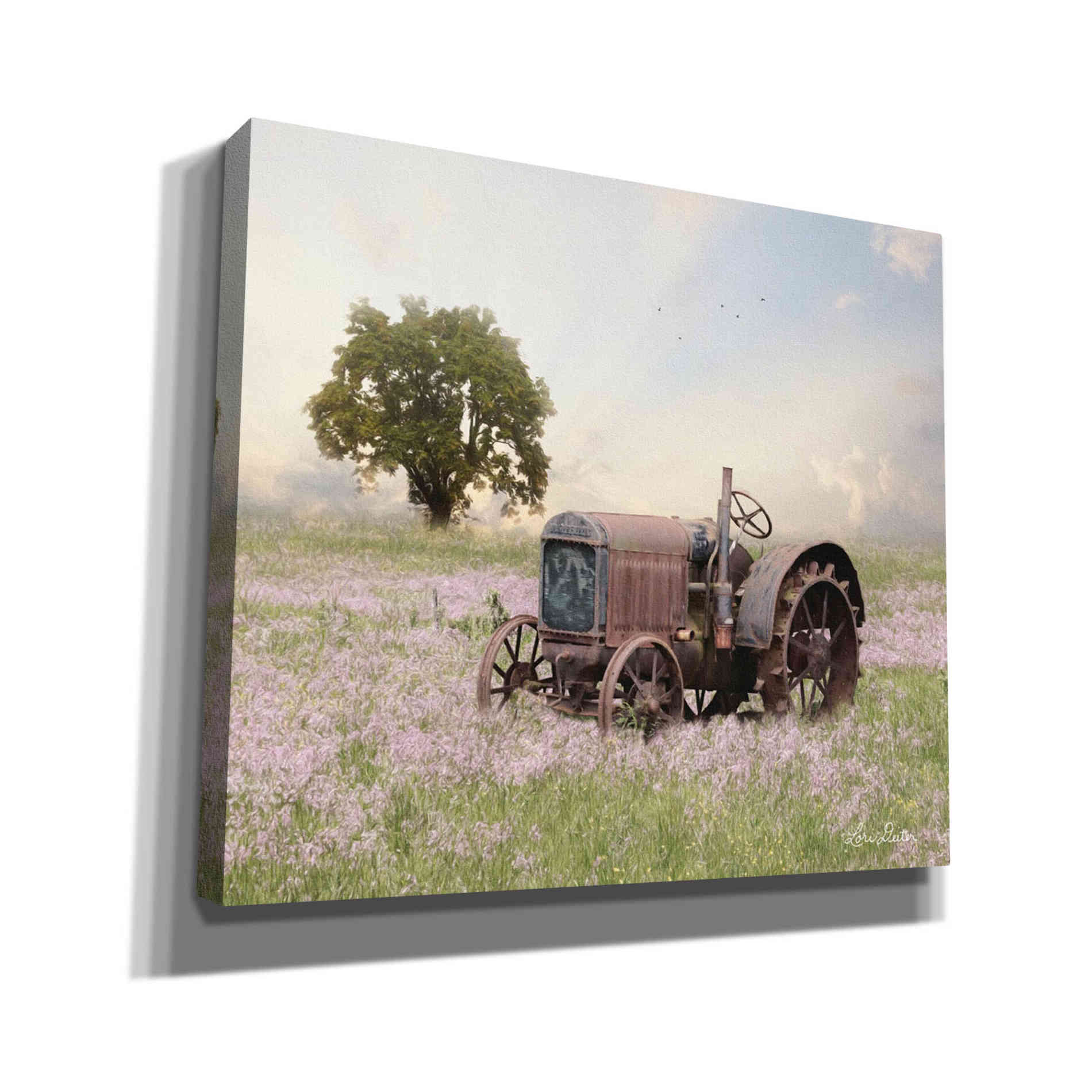 'Tractor at Sunset' by Lori Deiter, Canvas Wall Art,Size C Landscape