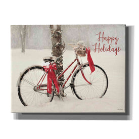 'Happy Holidays Snowy Bike' by Lori Deiter, Canvas Wall Art,Size B Landscape