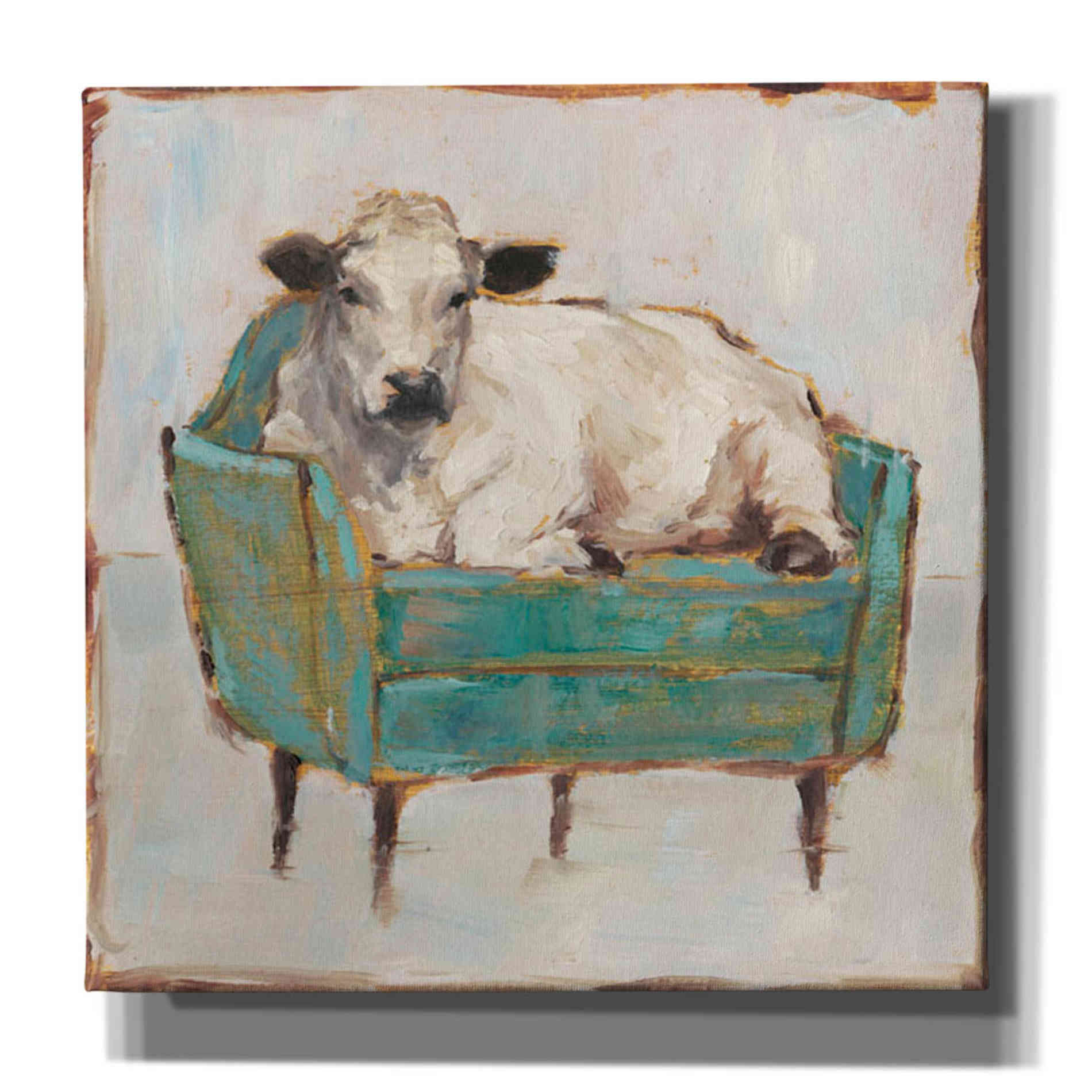 'Moo-ving In I' by Ethan Harper, Canvas Wall Art,Size 1 Square