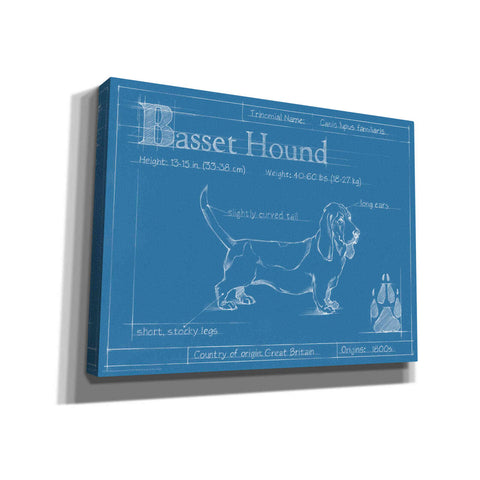 Image of 'Blueprint Basset Hound' by Ethan Harper Canvas Wall Art,Size B Landscape