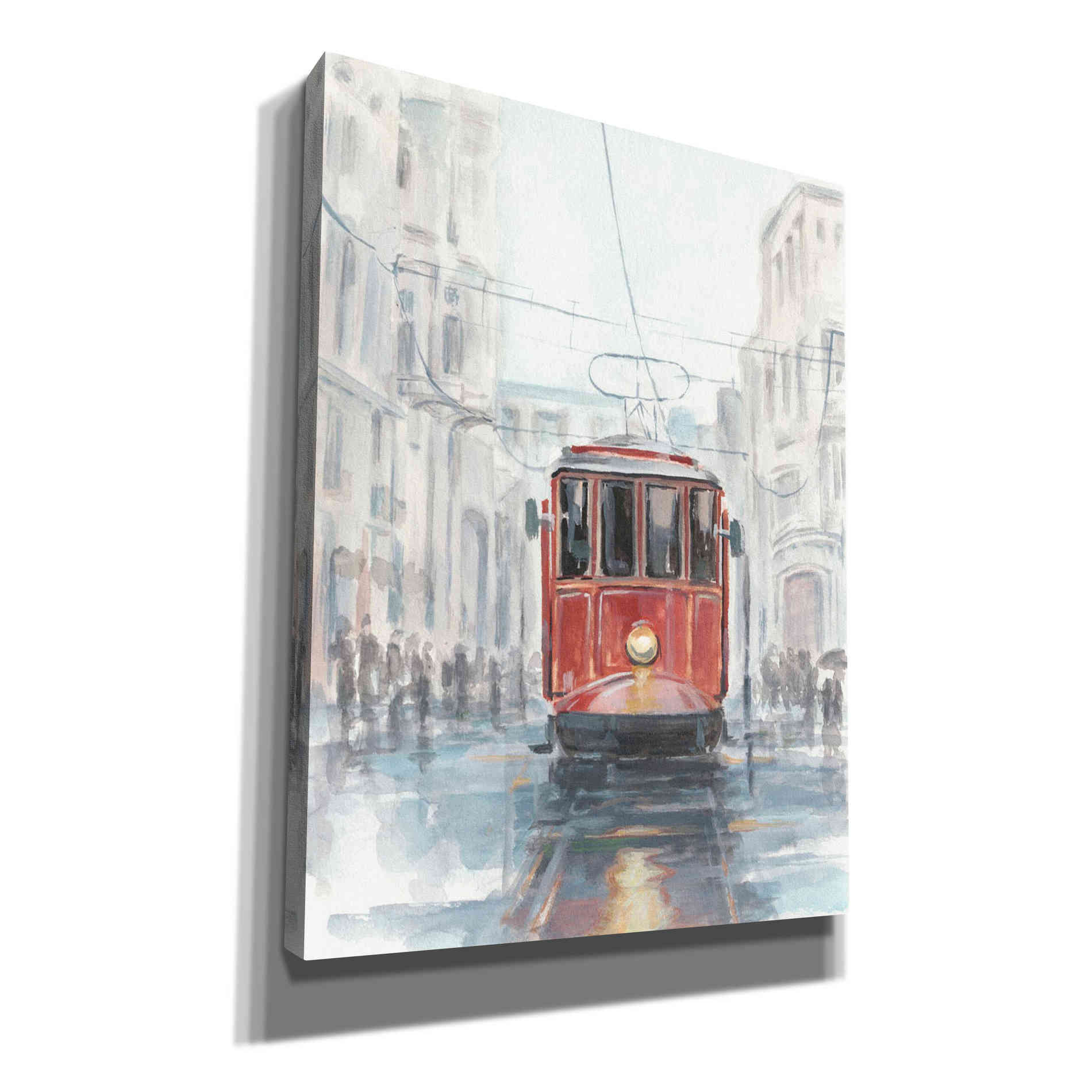 'Watercolor Streetcar Study I' by Ethan Harper Canvas Wall Art,Size B Portrait