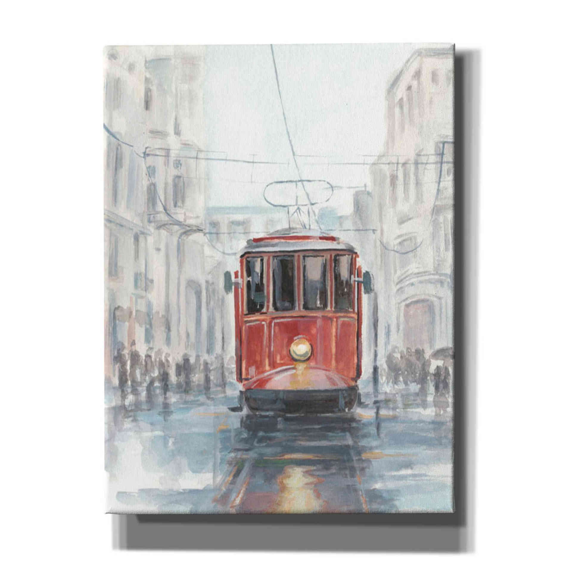 'Watercolor Streetcar Study I' by Ethan Harper Canvas Wall Art,Size B Portrait