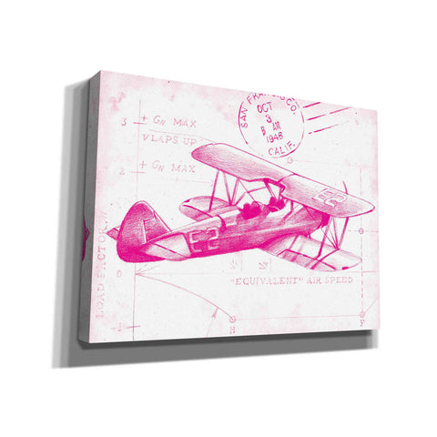 Image of 'Flight Schematic I in Pink' by Ethan Harper Canvas Wall Art,Size B Landscape