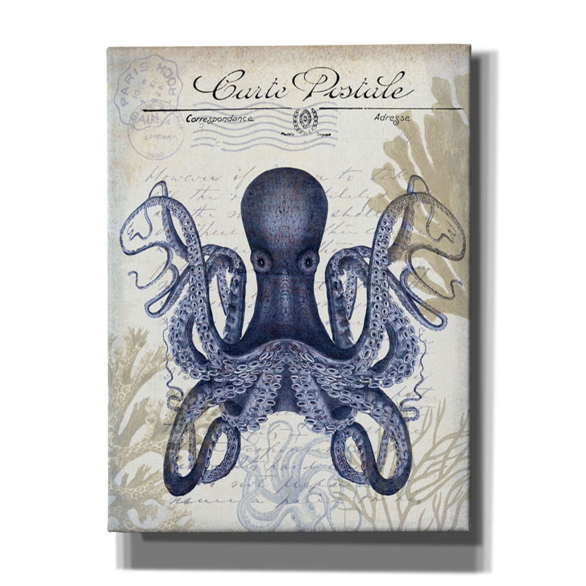 'Seaside Postcard Cream c,' by Fab Funky, Giclee Canvas Wall Art