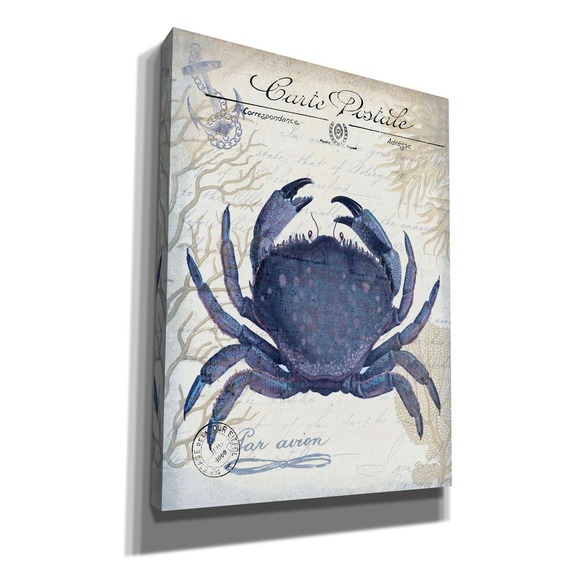 'Seaside Postcard Cream e,' by Fab Funky, Canvas Wall Art