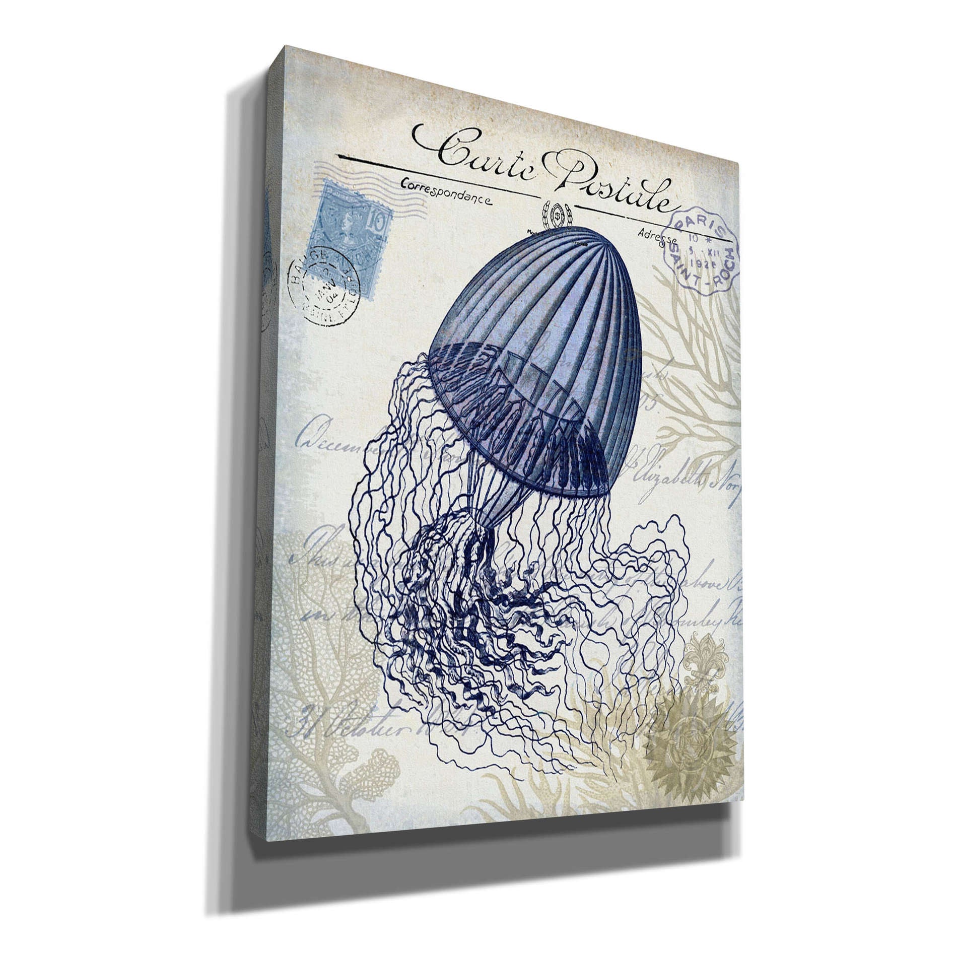 'Seaside Postcard Cream f,' by Fab Funky, Canvas Wall Art