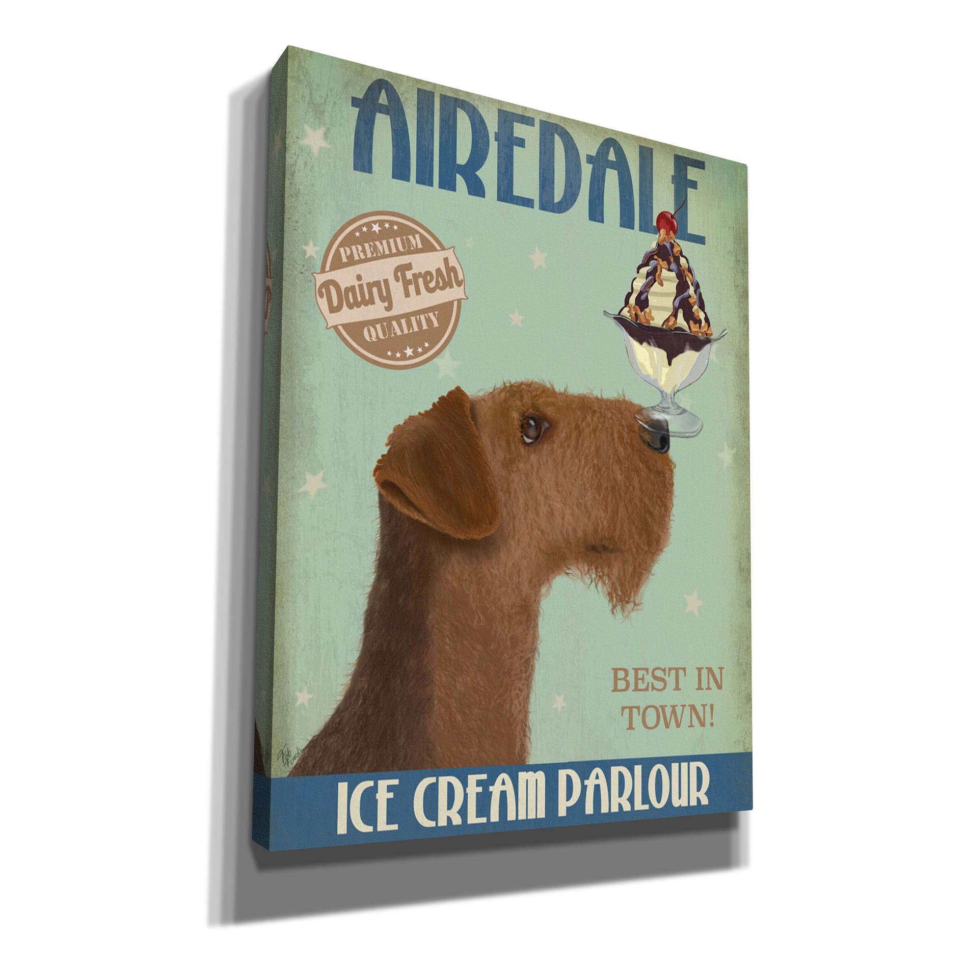 'Airedale Ice Cream,' by Fab Funky, Giclee Canvas Wall Art