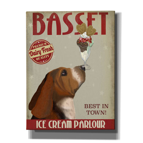Image of 'Basset Hound Ice Cream,' by Fab Funky, Giclee Canvas Wall Art