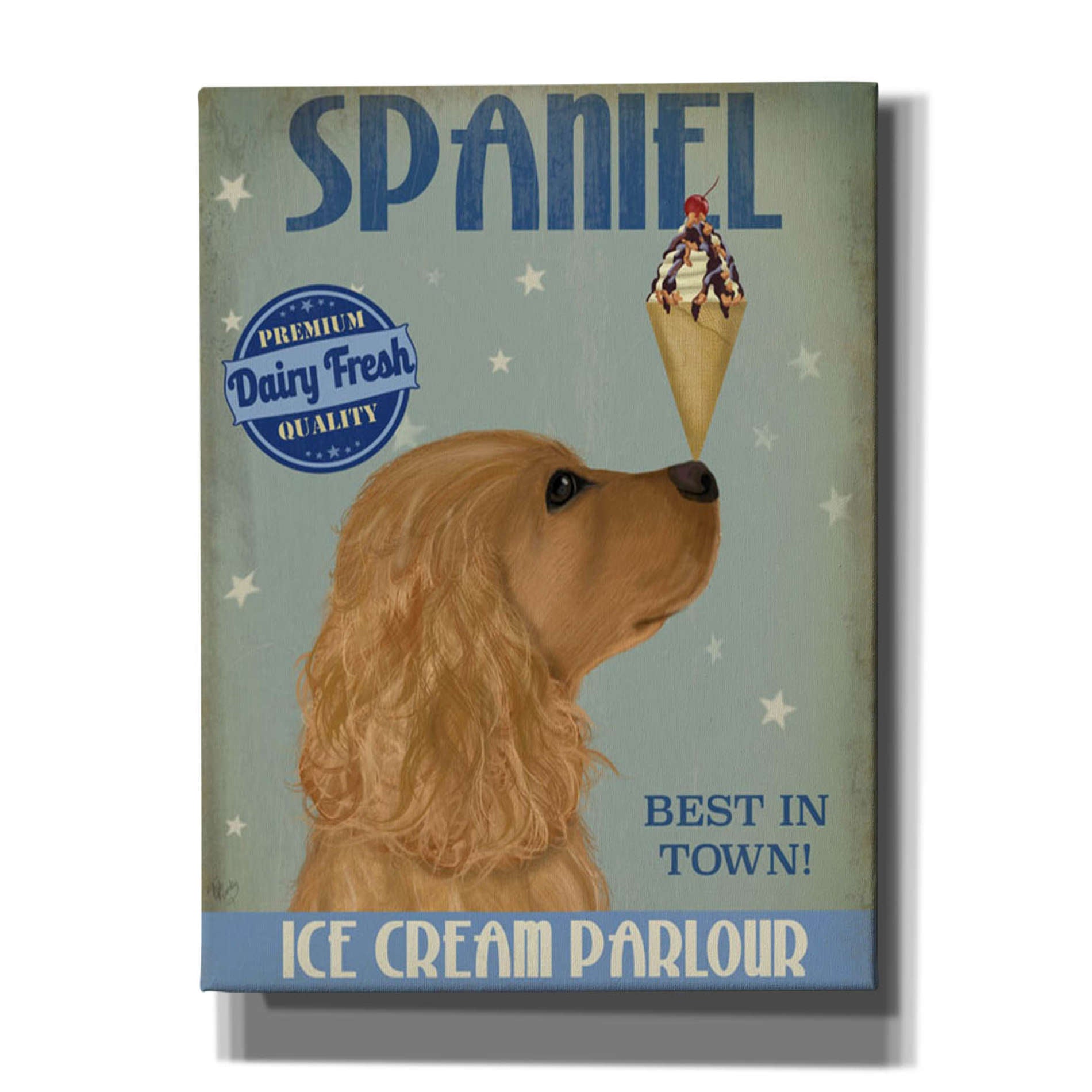 'Cocker Spaniel, Golden, Ice Cream,' by Fab Funky, Giclee Canvas Wall Art