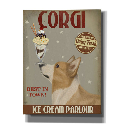 Image of 'Corgi, Tan, Ice Cream,' by Fab Funky, Giclee Canvas Wall Art