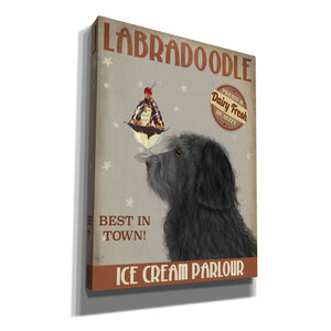 'Labradoodle, Black, Ice Cream,' by Fab Funky, Giclee Canvas Wall Art