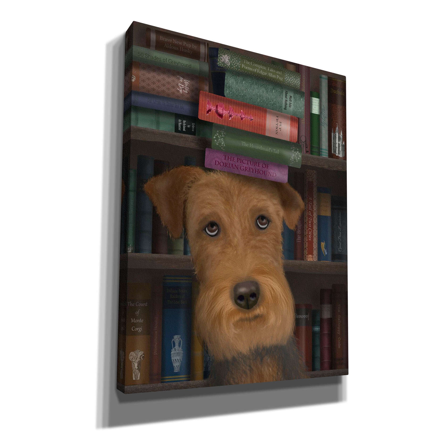 'Airedale and Books,' by Fab Funky, Giclee Canvas Wall Art