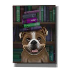 'English Bulldog And Books,' by Fab Funky, Giclee Canvas Wall Art