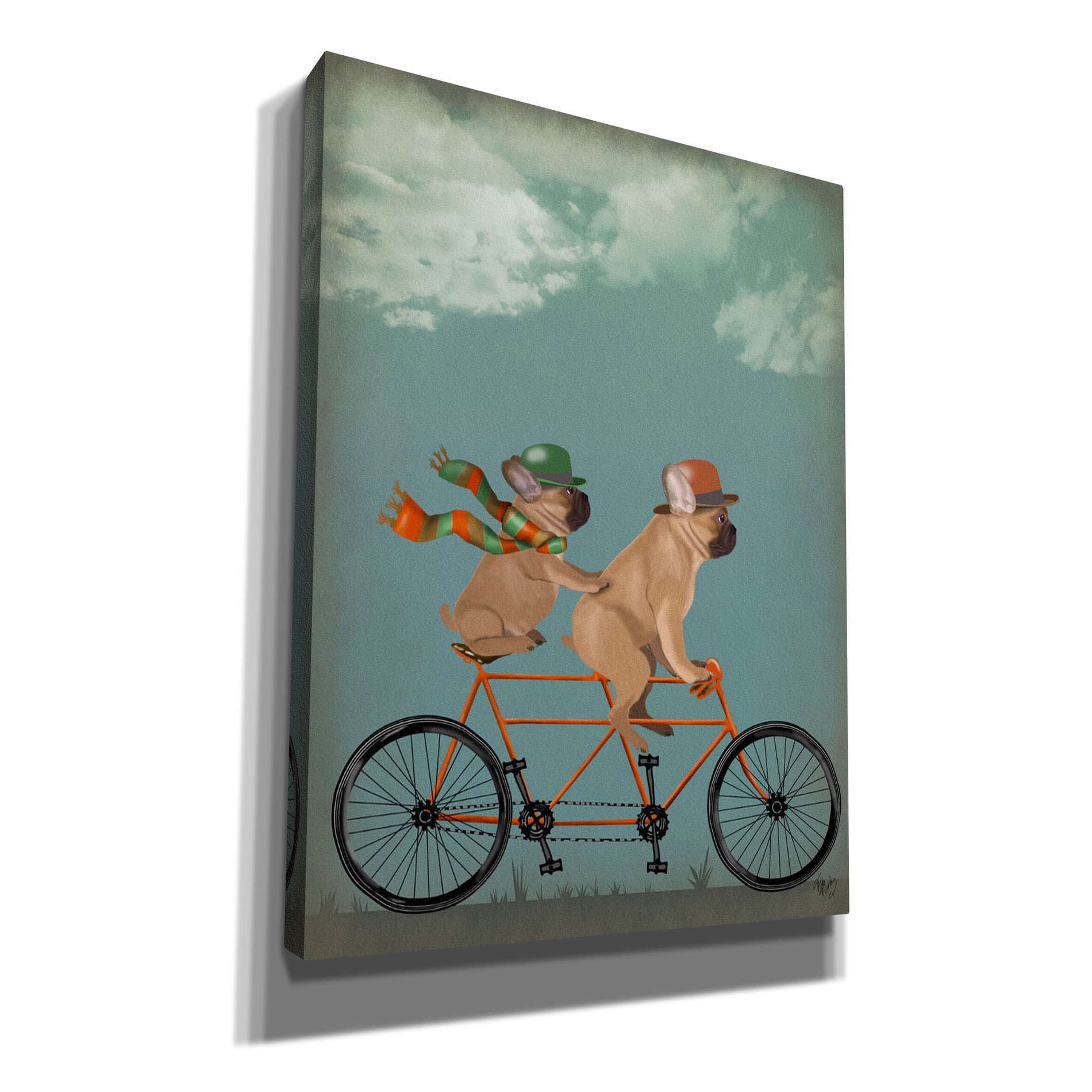 'French Bulldog Tandem,' by Fab Funky, Giclee Canvas Wall Art