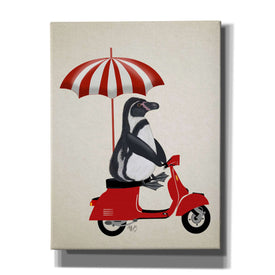 'Penguin On Red Moped,' by Fab Funky, Giclee Canvas Wall Art