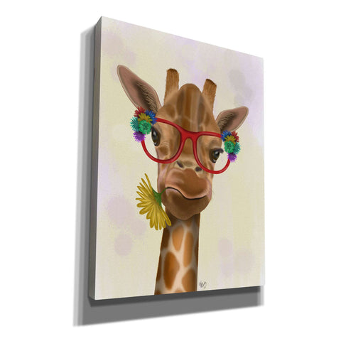 Image of 'Giraffe and Flower Glasses 3' by Fab Funky, Giclee Canvas Wall Art