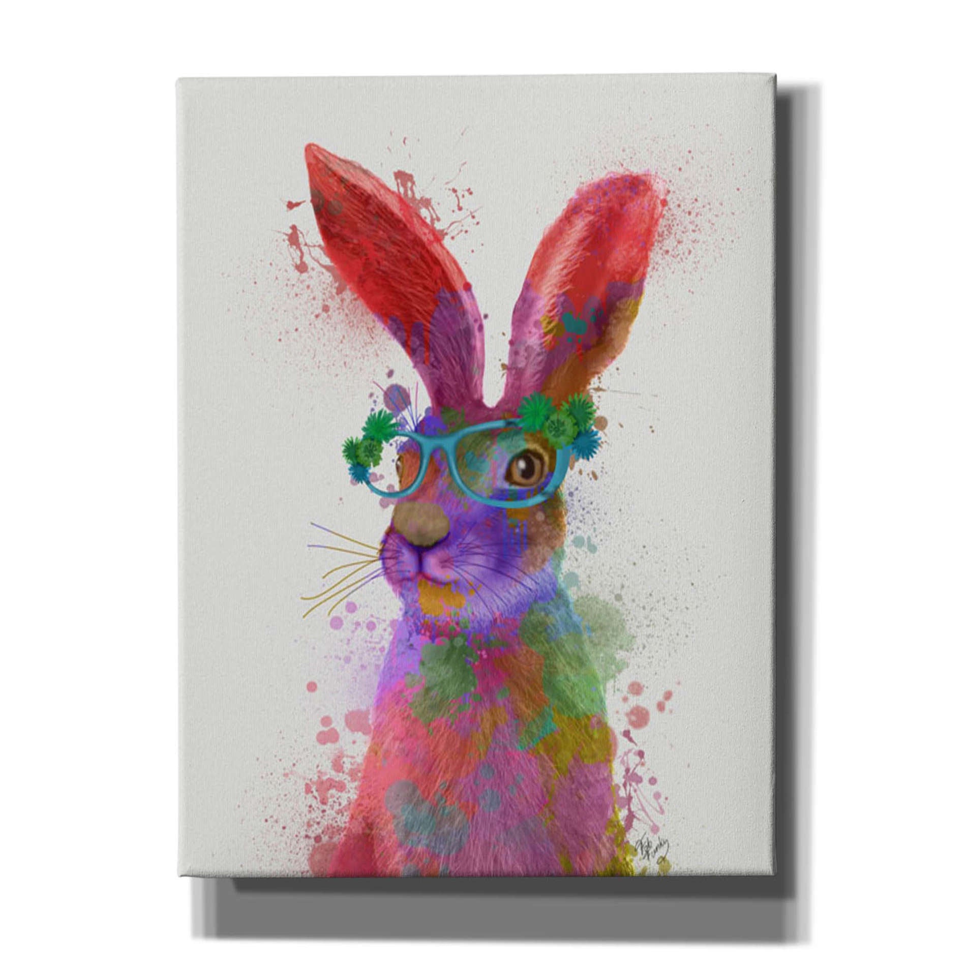 'Rainbow Splash Rabbit 2, Portrait' by Fab Funky, Giclee Canvas Wall Art
