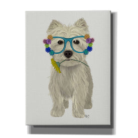 'West Highland Terrier Flower Glasses' by Fab Funky, Giclee Canvas Wall Art