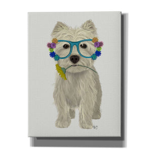 'West Highland Terrier Flower Glasses' by Fab Funky, Giclee Canvas Wall Art