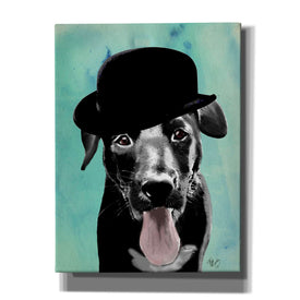 'Black Labrador in Bowler Hat' by Fab Funky, Giclee Canvas Wall Art