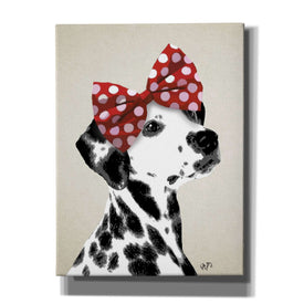 'Dalmatian With Red Bow' by Fab Funky, Giclee Canvas Wall Art