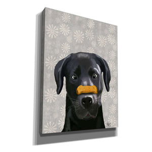 'Black Labrador With Bone on Nose' by Fab Funky, Giclee Canvas Wall Art