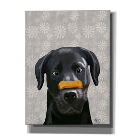 'Black Labrador With Bone on Nose' by Fab Funky, Giclee Canvas Wall Art