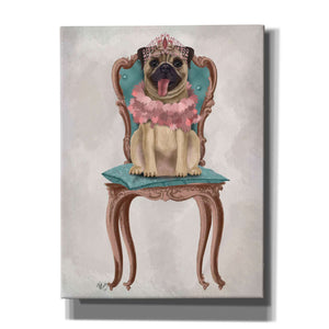 'Pug Princess on Chair' by Fab Funky, Giclee Canvas Wall Art