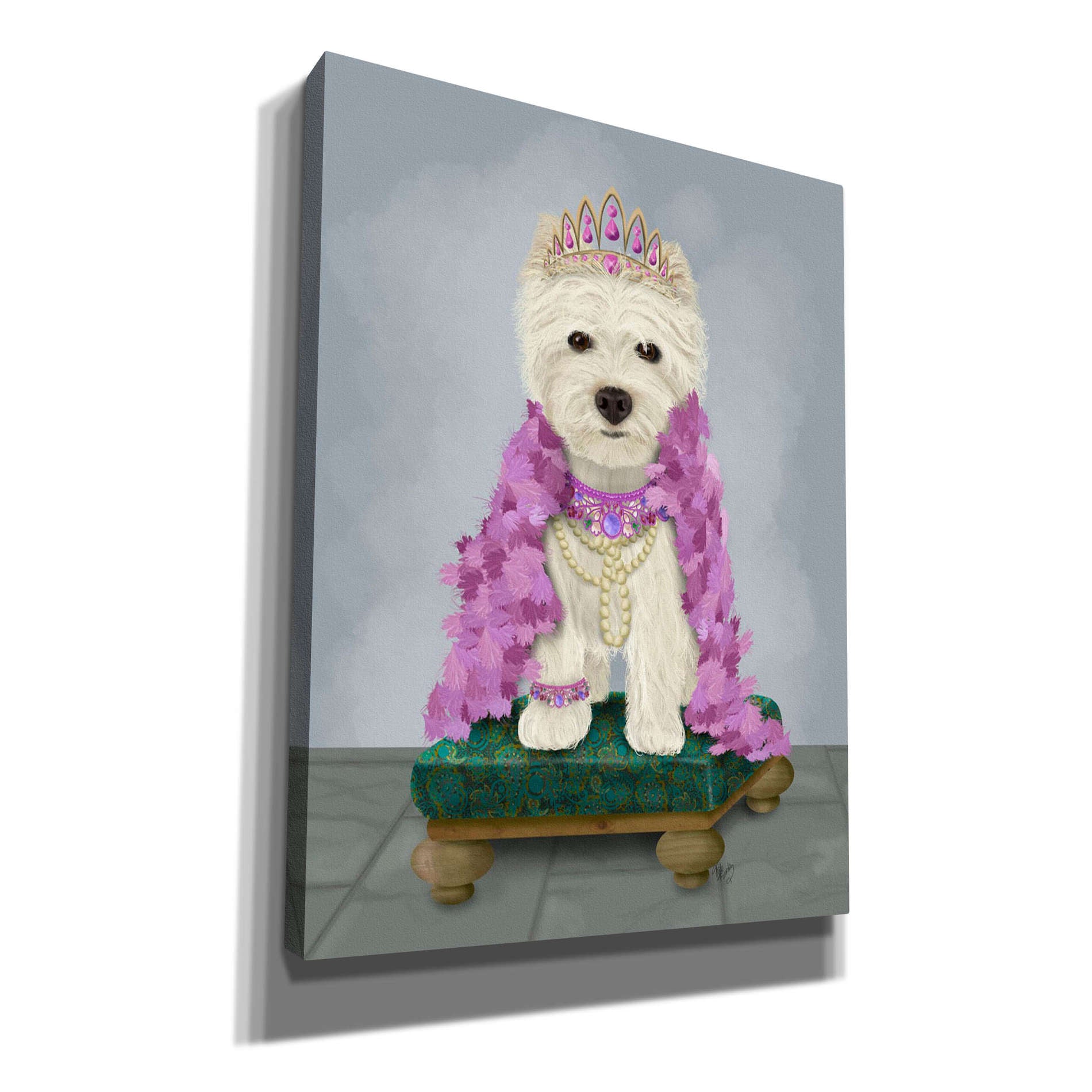 'West Highland Terrier with Tiara' by Fab Funky, Giclee Canvas Wall Art