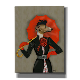 'Elegant Greyhound and Red Umbrella' by Fab Funky, Giclee Canvas Wall Art