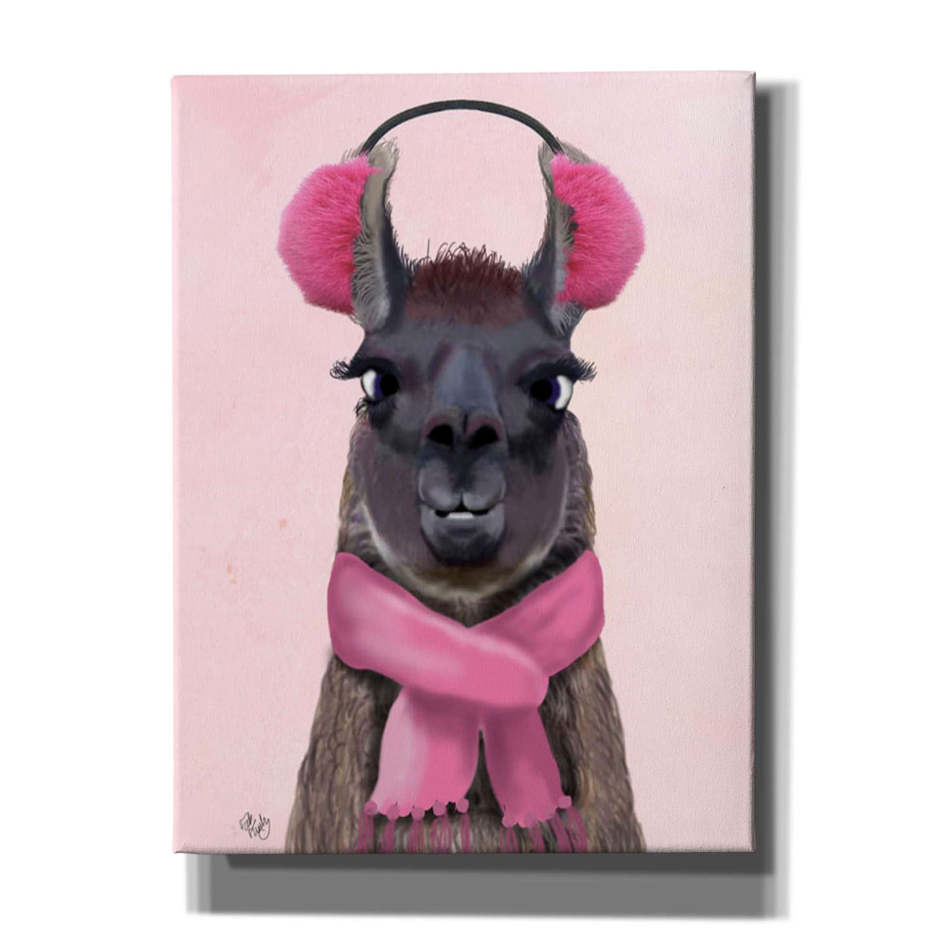 'Chilly Llama Pink' by Fab Funky, Giclee Canvas Wall Art