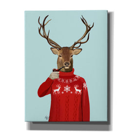 'Deer in Ski Sweater' by Fab Funky, Giclee Canvas Wall Art