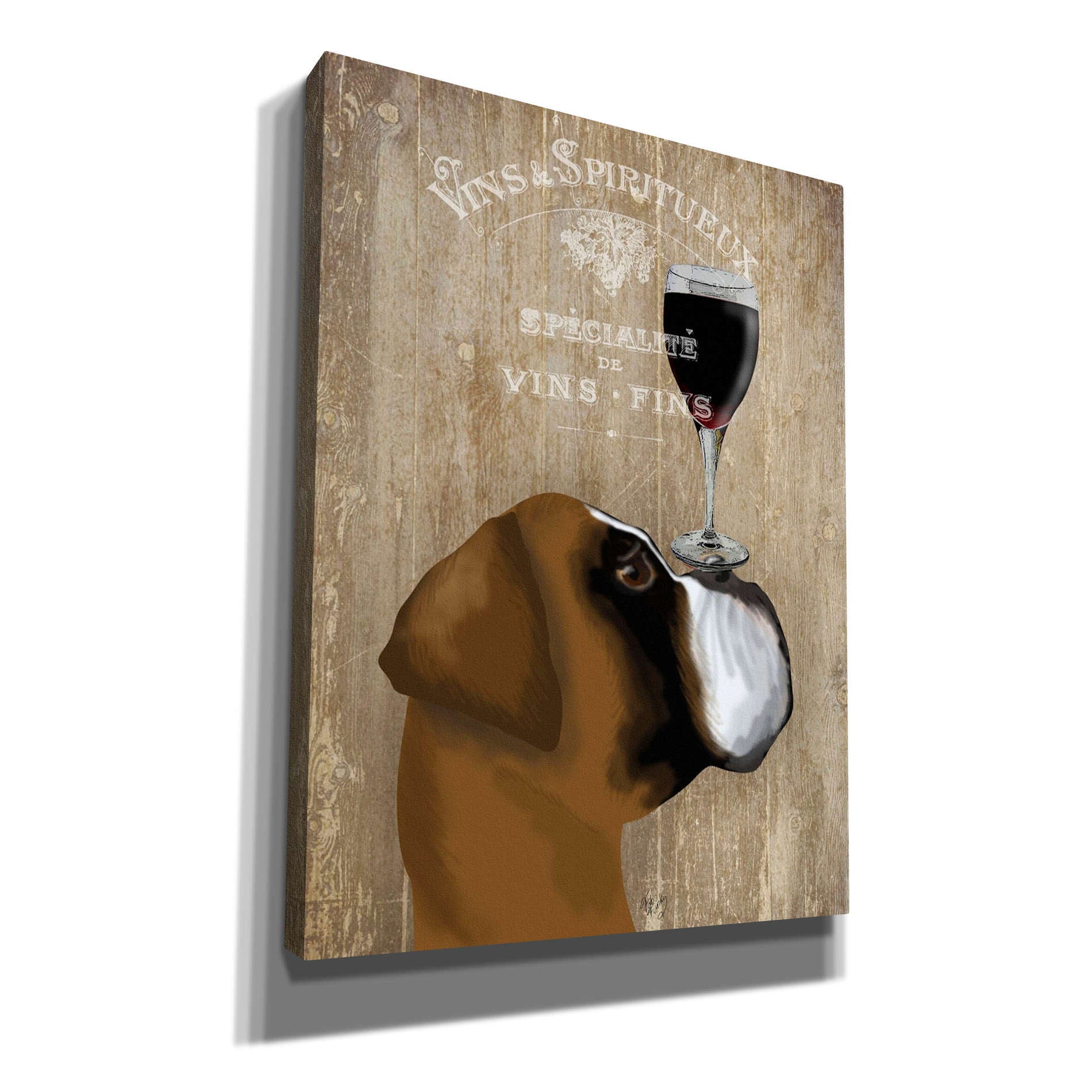 'Dog Au Vin Boxer' by Fab Funky, Giclee Canvas Wall Art