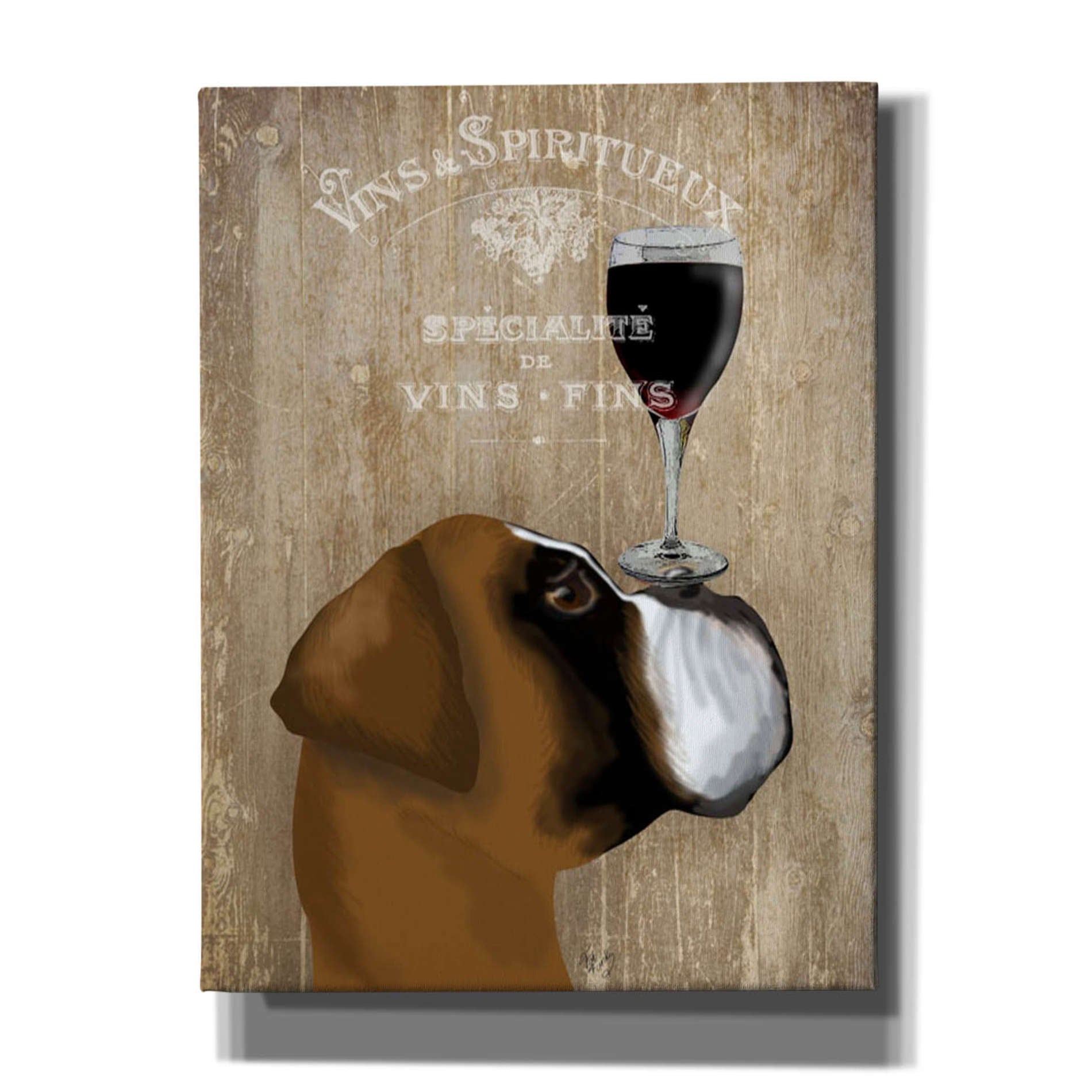 'Dog Au Vin Boxer' by Fab Funky, Giclee Canvas Wall Art