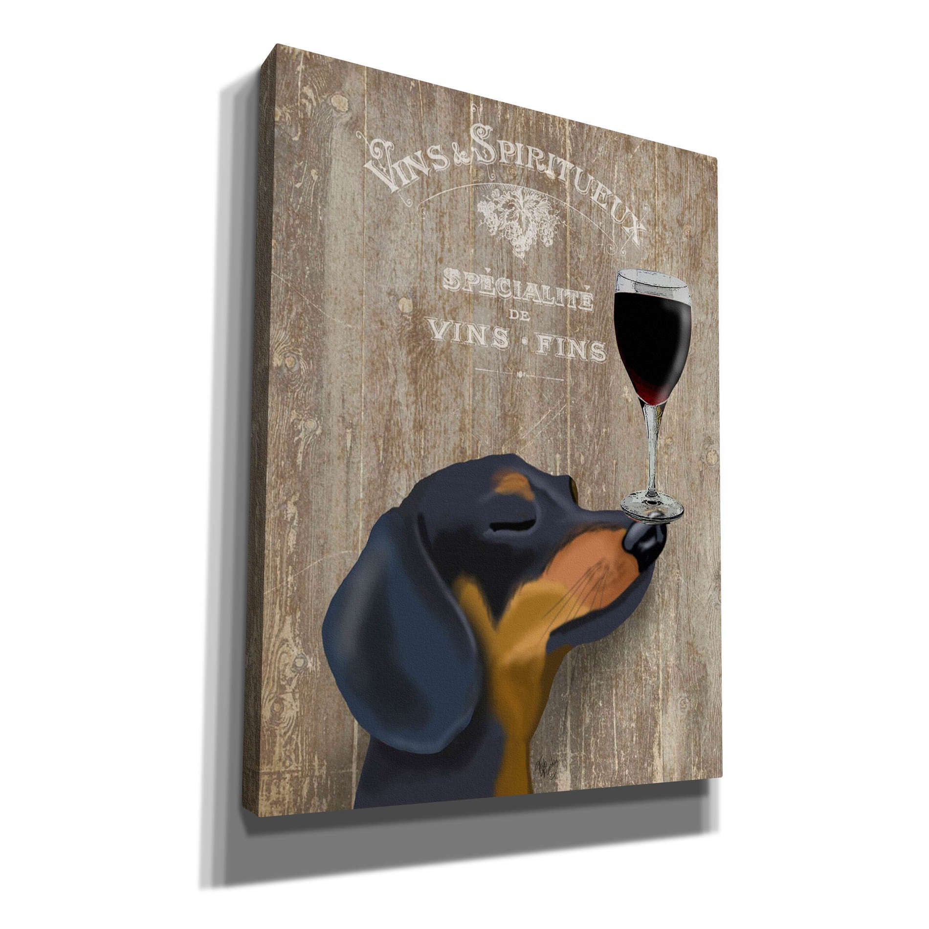 'Dog Au Vin Dachshund' by Fab Funky, Canvas Wall Art