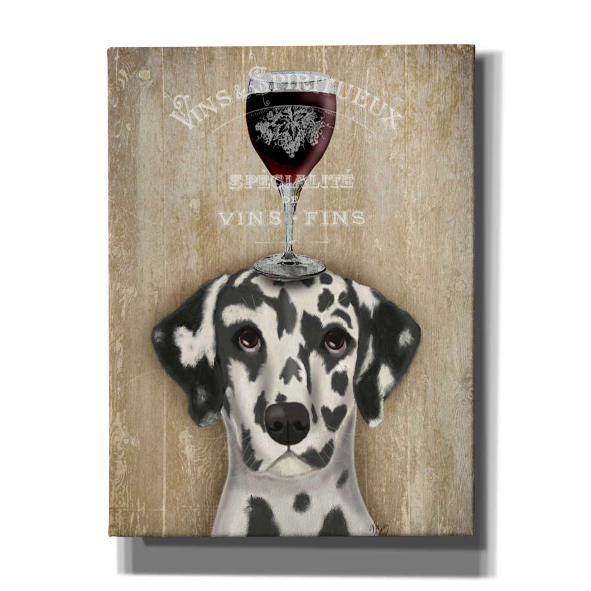 'Dog Au Vin Dalmatian' by Fab Funky, Giclee Canvas Wall Art