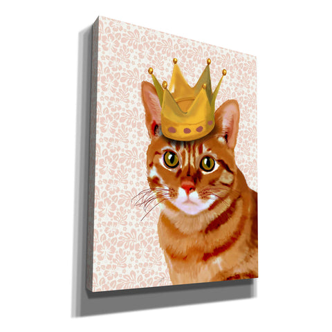 Image of 'Ginger Cat with Crown Portrait' by Fab Funky, Giclee Canvas Wall Art