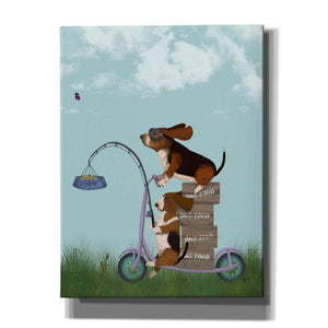 'Basset Hound Scooter' by Fab Funky Giclee Canvas Wall Art