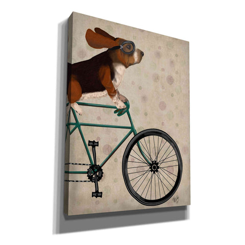 Image of 'Basset Hound on Bicycle' by Fab Funky Giclee Canvas Wall Art