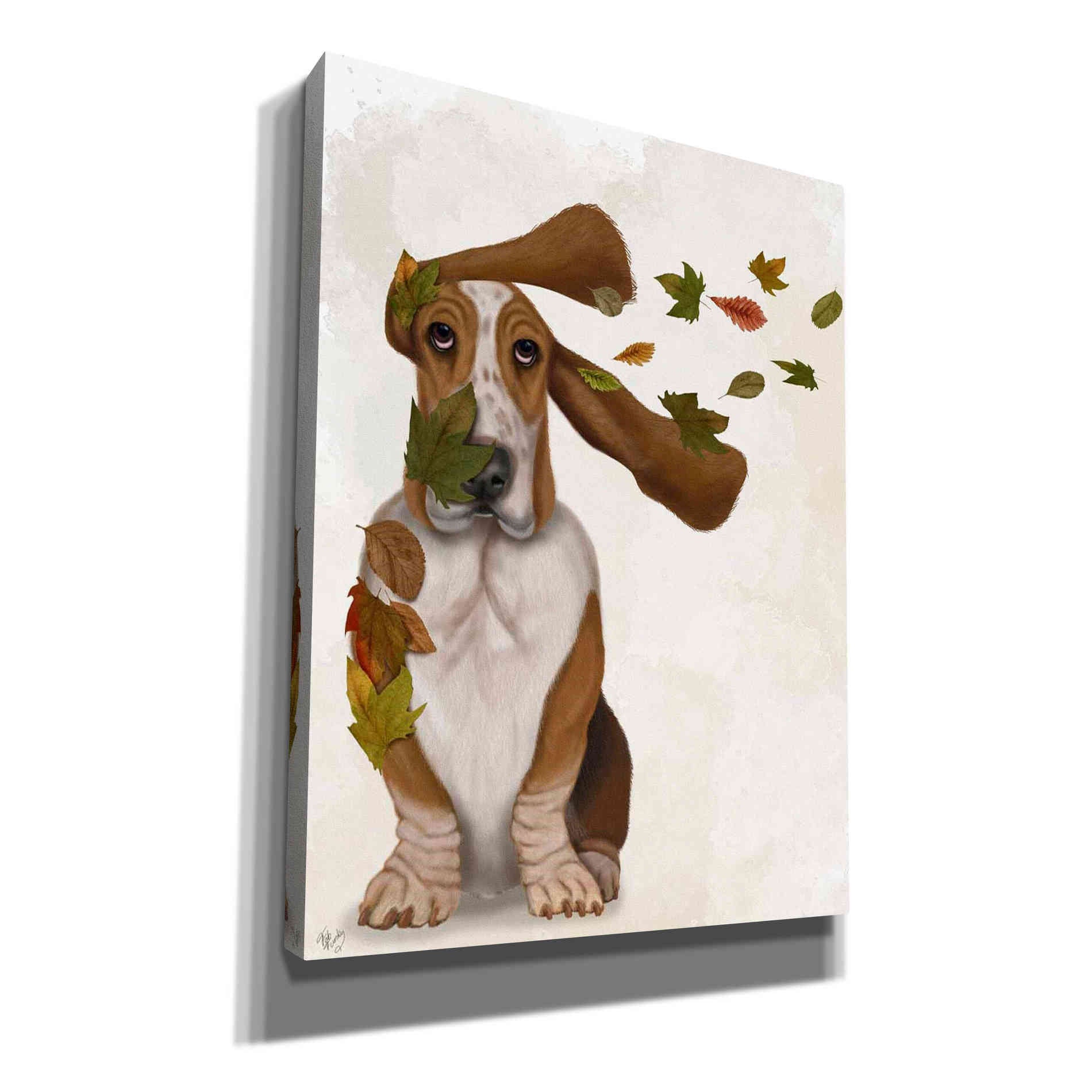 'Basset Hound Windswept and Interesting' by Fab Funky Giclee Canvas Wall Art