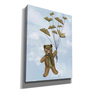 'Bear with Book Butterflies' by Fab Funky Giclee Canvas Wall Art