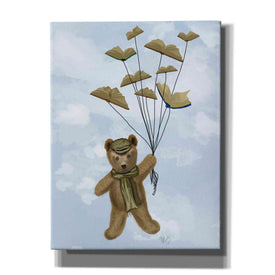 'Bear with Book Butterflies' by Fab Funky Giclee Canvas Wall Art
