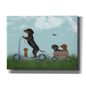 'Dachshund Scooter' by Fab Funky Giclee Canvas Wall Art