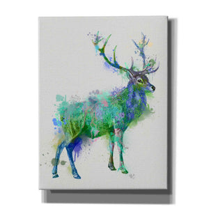 'Deer 1 Rainbow Splash Green Blue' by Fab Funky Canvas Wall Art